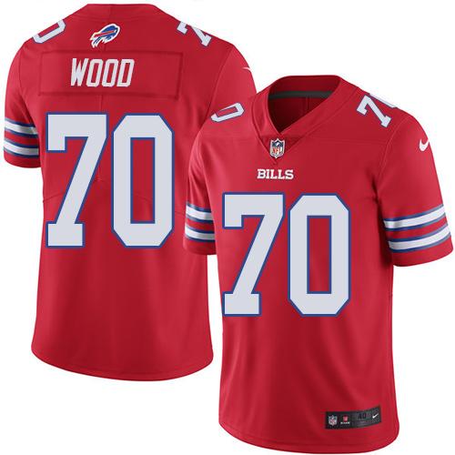 Nike Bills #70 Eric Wood Red Men's Stitched NFL Elite Rush Jersey